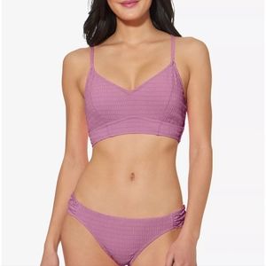 JESSICA SIMPSON Rose Dust Sock It To Ya Smocked Hipster Bikini Bottoms Sz S NWT